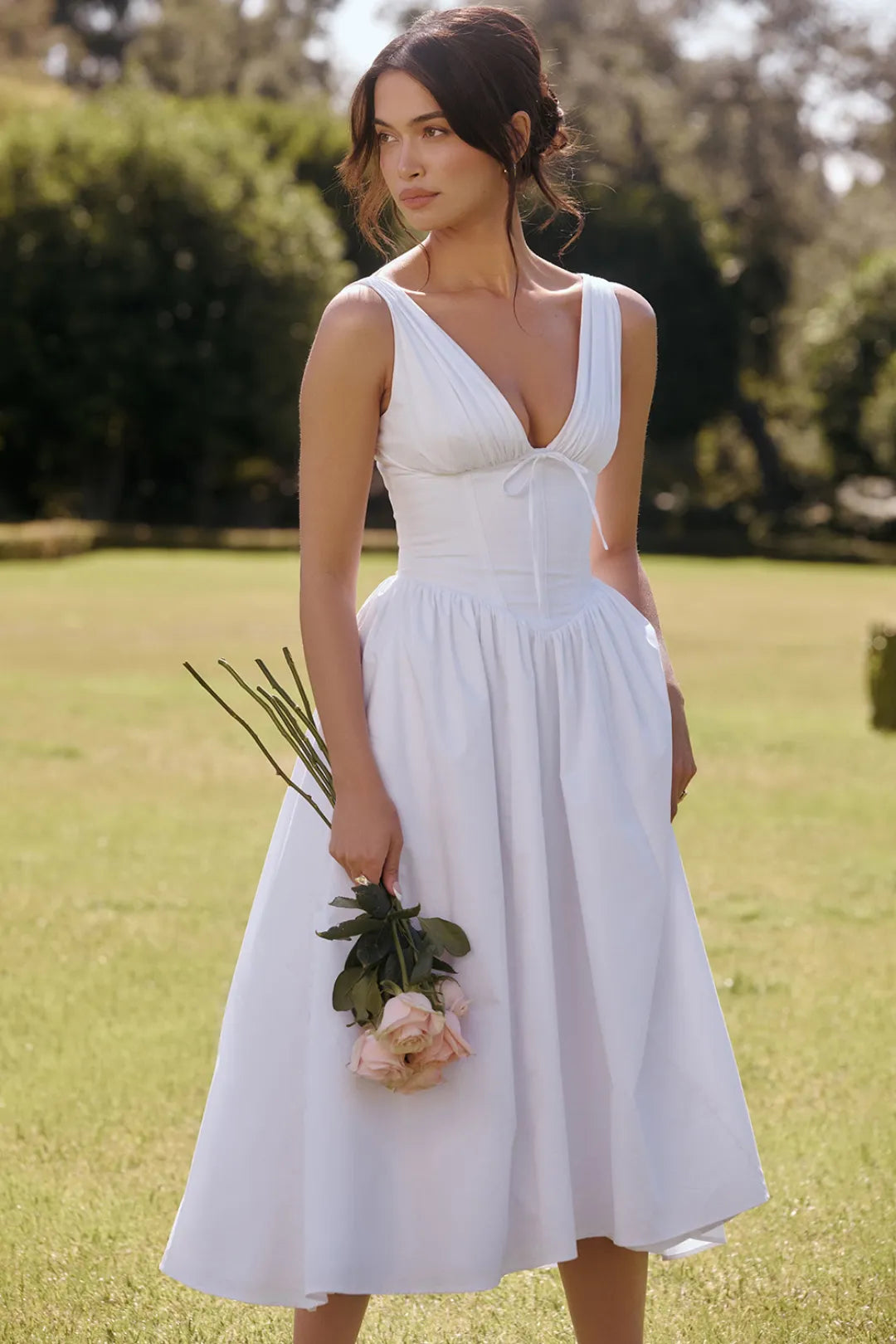 Vestido Midi Liso Modelador - Lindele Exclusive