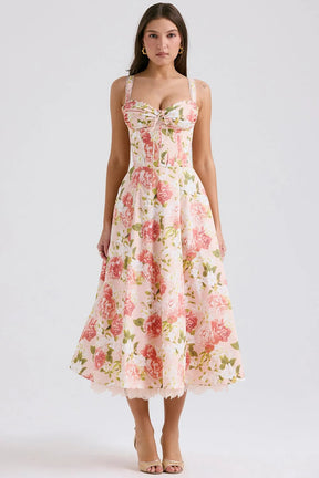 Vestido Midi Floral - Com Espartilho - Lindele Exclusive