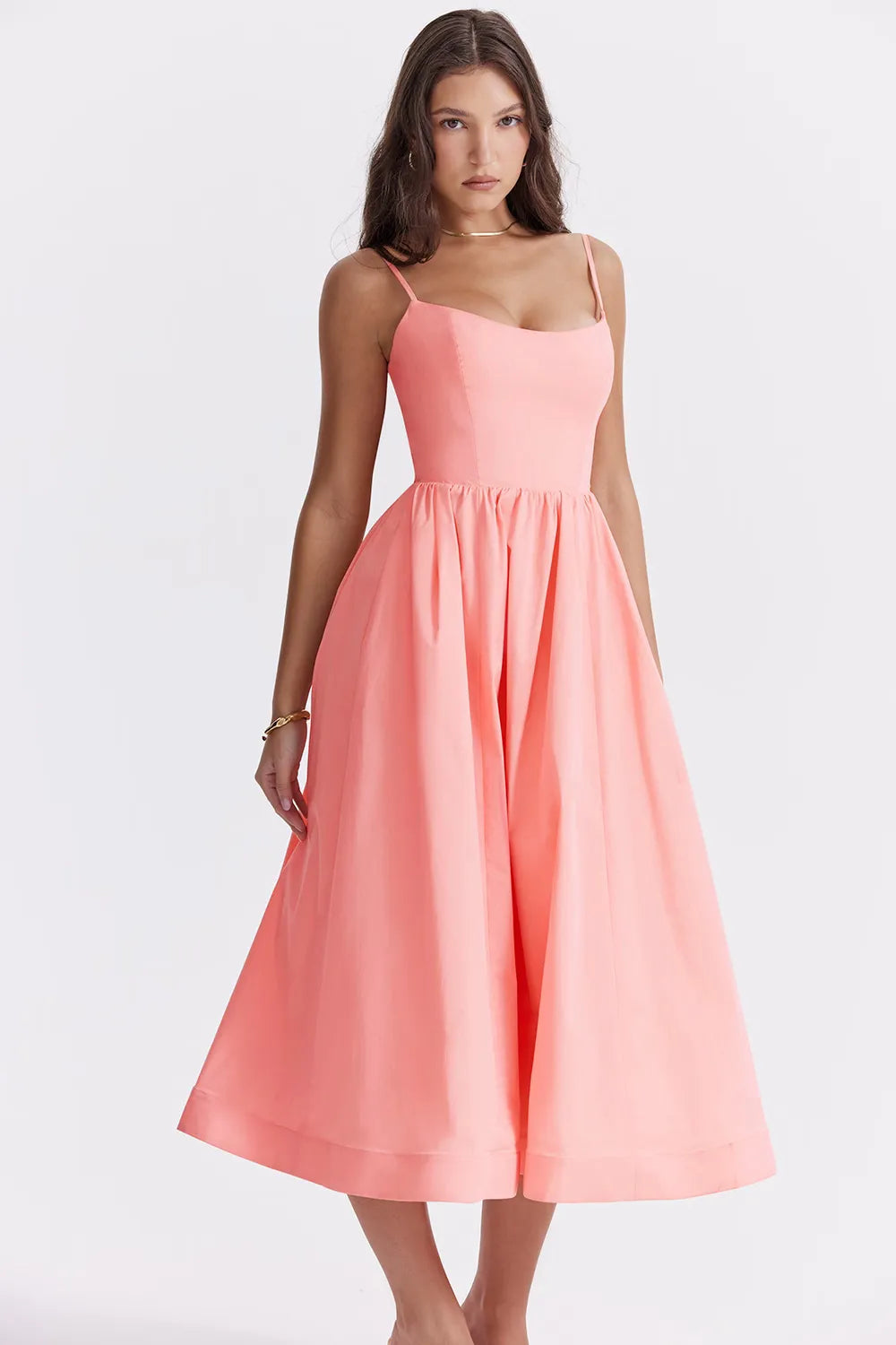 Vestido Feminino Liso Midi - Lindele Exclusive