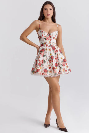 Vestido Curto Floral Modelador - Lindele Exclusive