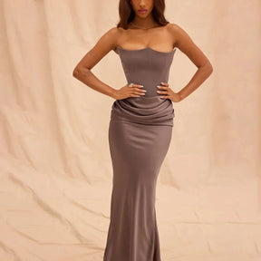 Vestido Longo Para Festas Cinza - Lindele Exclusive