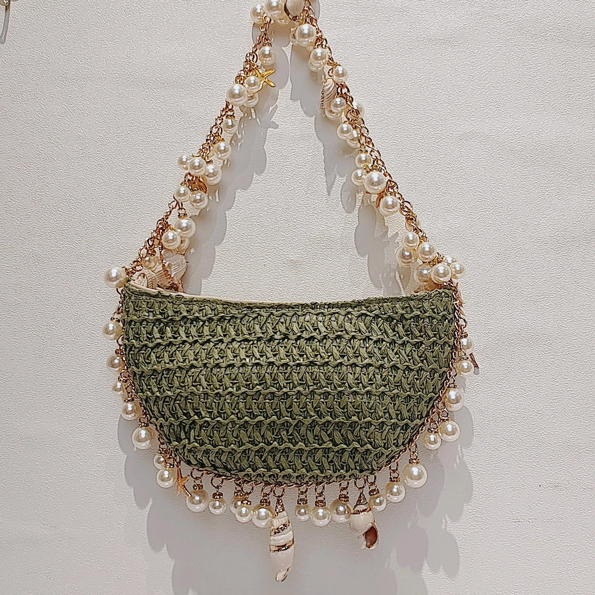 Bolsa de Praia Chic com Pérolas e Conchas