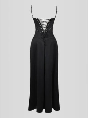 Vestido Longo Com Cetim Sedoso - Lindele Exclusive