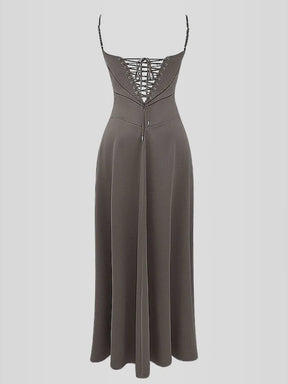 Vestido Longo Com Cetim Sedoso - Lindele Exclusive