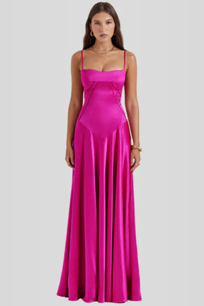Vestido Longo Com Cetim Sedoso - Lindele Exclusive
