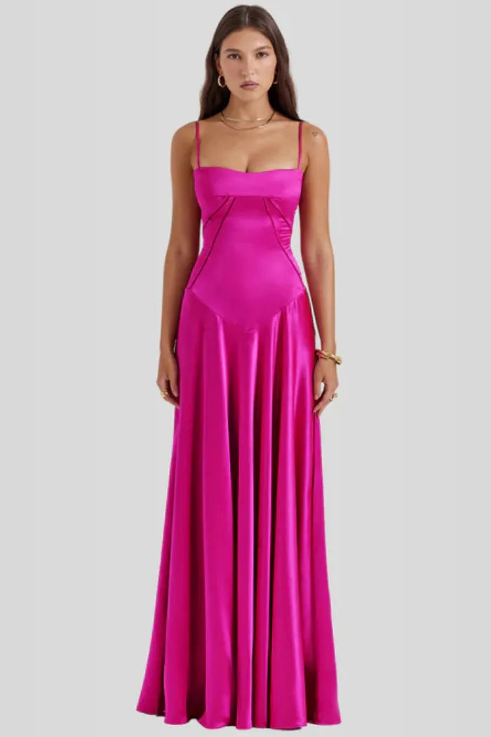 Vestido Longo Com Cetim Sedoso - Lindele Exclusive