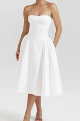 Vestido  Midi  Detalhes plissados  - Lindele Exclusive