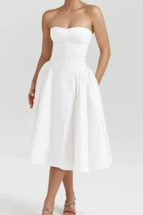 Vestido  Midi  Detalhes plissados  - Lindele Exclusive