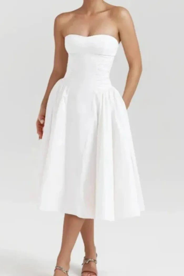 Vestido  Midi  Detalhes plissados  - Lindele Exclusive