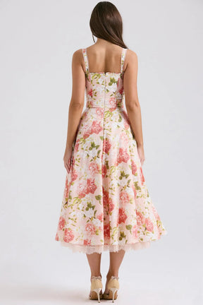 Vestido Midi Floral - Com Espartilho - Lindele Exclusive