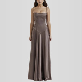 Vestido Longo Com Cetim Sedoso - Lindele Exclusive