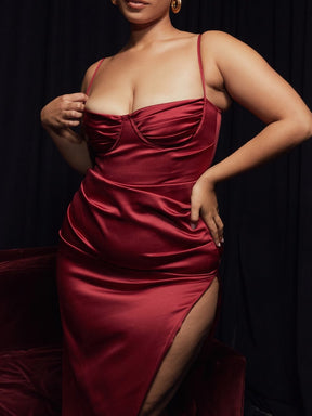 Vestido Longo Modelador Cetim - Lindele Exclusive