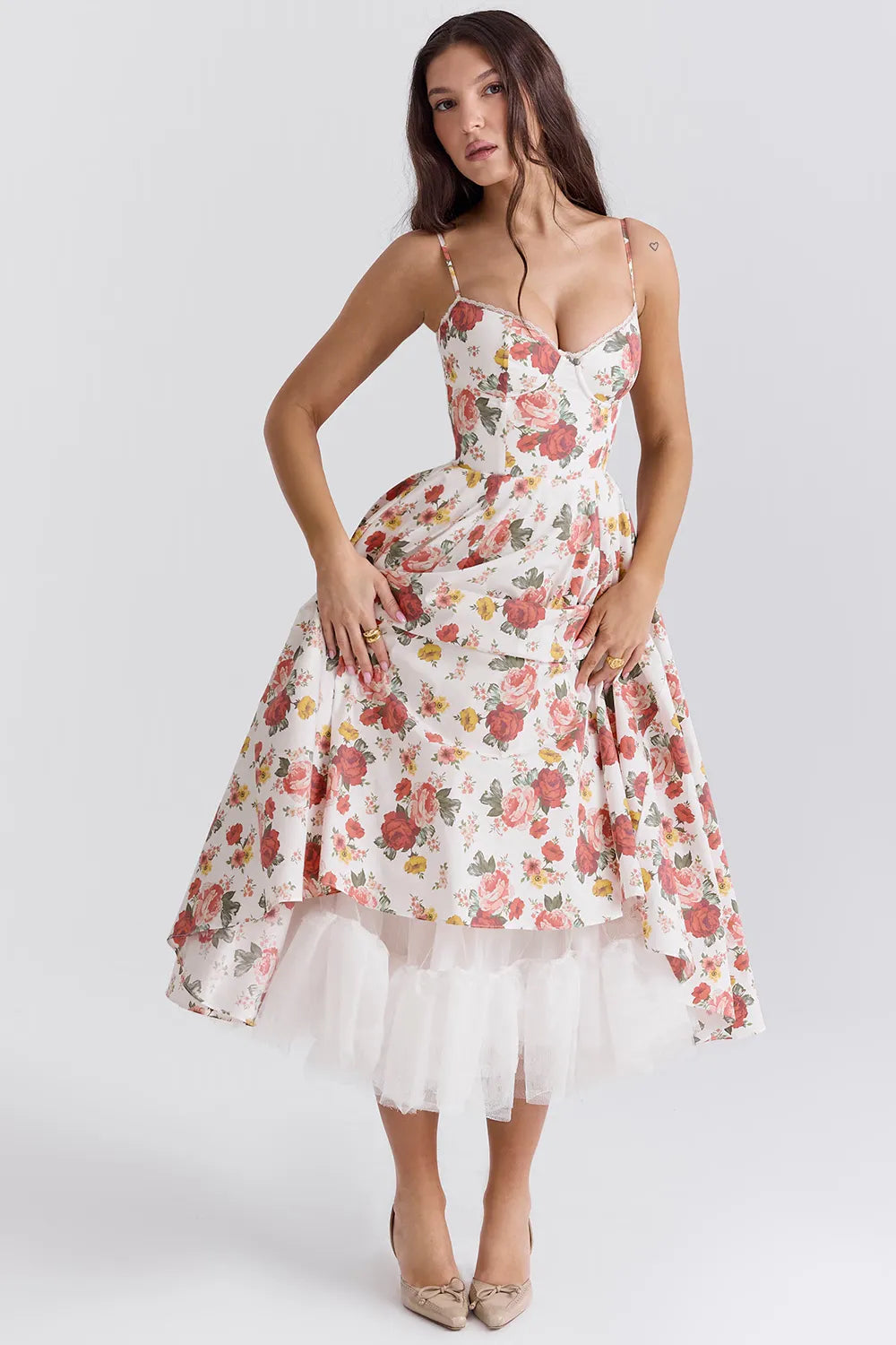Vestido Midi Modelador Com Forro em Tule - Lindele Exclusive