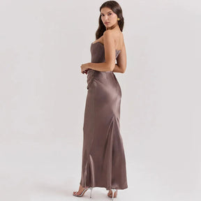 Vestido Longo Para Festas Cinza - Lindele Exclusive