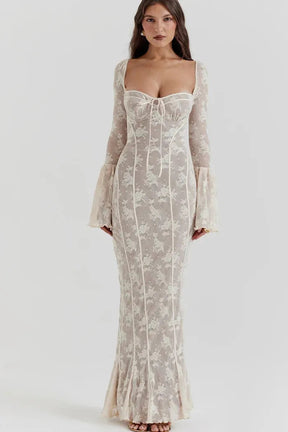 Vestido Longo Com Mangas Longas - Lindele Exclusive
