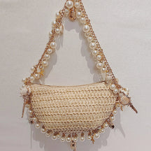 Bolsa de Praia Chic com Pérolas e Conchas