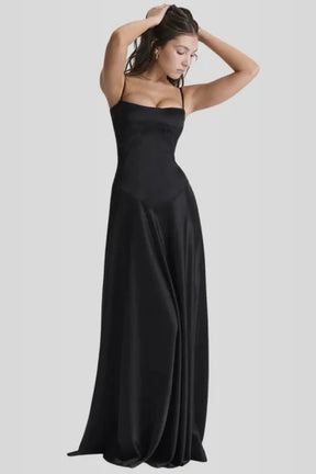 Vestido Longo Com Cetim Sedoso - Lindele Exclusive