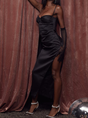 Vestido Longo Modelador Cetim - Lindele Exclusive