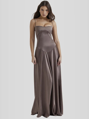 Vestido Longo Com Cetim Sedoso - Lindele Exclusive