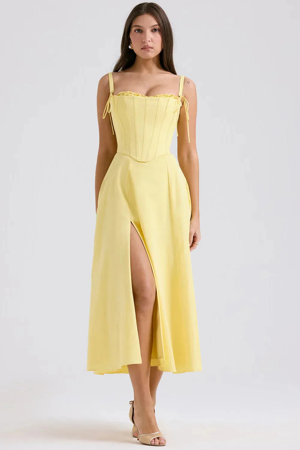 Vestido Midi  Com Espartilho - Lindele Exclusive