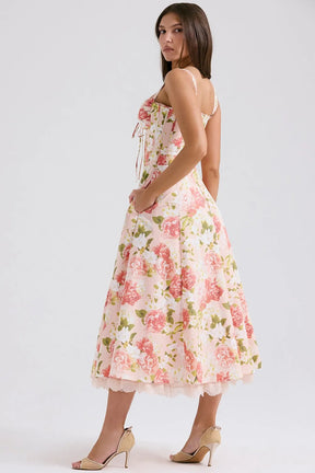 Vestido Midi Floral - Com Espartilho - Lindele Exclusive