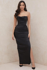 Vestido longo Com decote reto - Lindele Exclusive